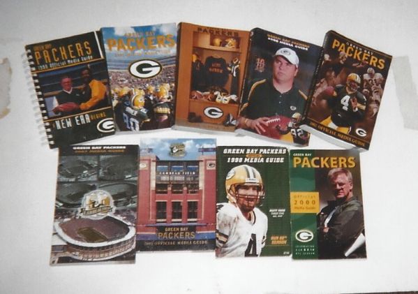 Green Bay Packers (NFL) Big Lot of (9) Official Media Guides