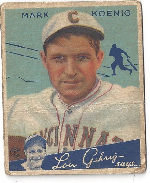 1934 Mark Koenig (Cincinnati Reds) Goudey Baseball Card