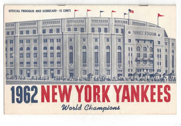 1962 NY Yankees Program (vs Balt. O's) with Mickey Mantle Autograph on Back Cover
