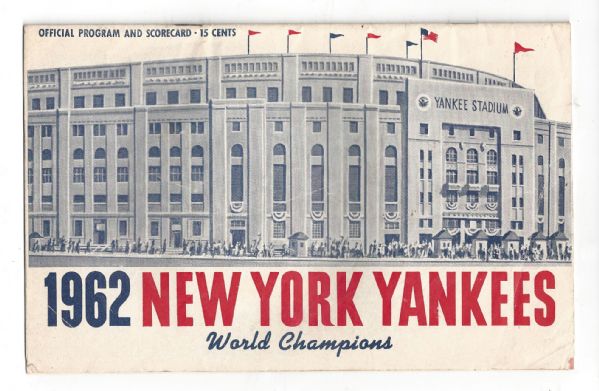 1962 NY Yankees (vs Detroit Tigers) Official Game Program 