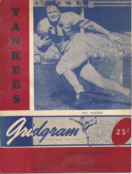 1948 New York Yankees Football (AAFC) vs Chicago Rockets Official Game Program 