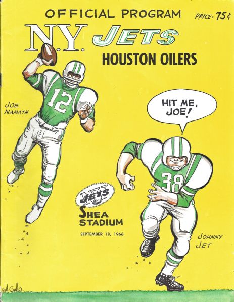 1966 NY Jets (AFL) Football Program vs Houston Oilers