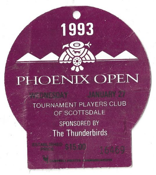 1993 Phoenix Open Golf Tournament One Day Pass
