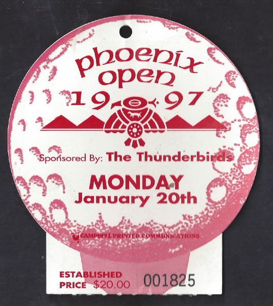 1997 Phoenix Open Golf Tournament One Day Pass Without Tab at Bottom