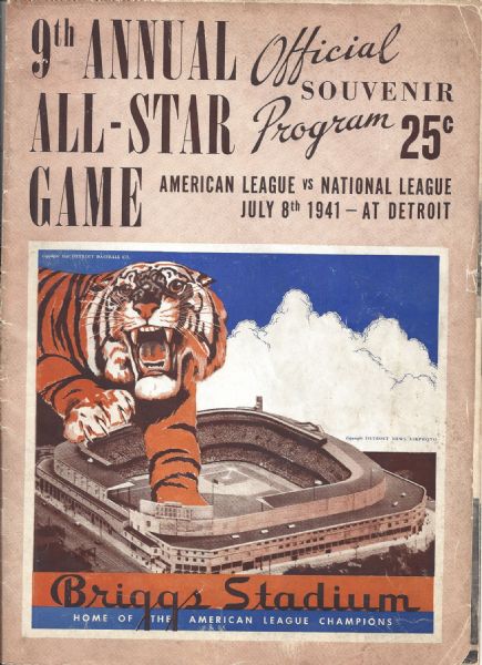 1941 Baseball All-Star game Program at Detroit