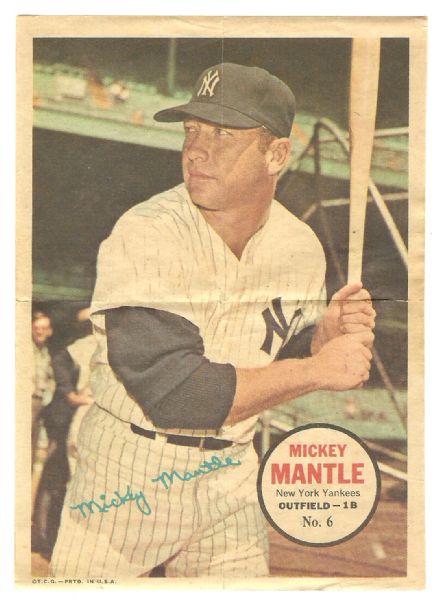 1967 Mickey Mantle Topps Baseball Pin-Up 