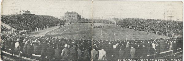 1909 University of Chicago Marshall Field Football Game Panoramic Postcard