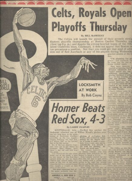 1963 Bill Russell (Boston Celtics) Full Playoff Newspaper