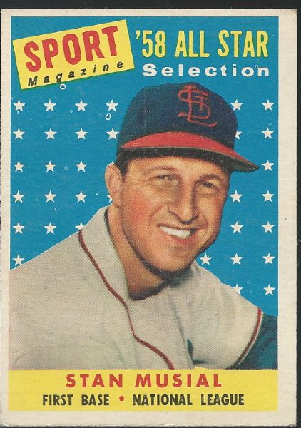 1958 Stan Musial All-Star Card - High Grade