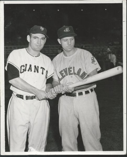 1954 World Series - Dusty Rhodes (Giants) & Vic Wertz (Indians) Wire Photo