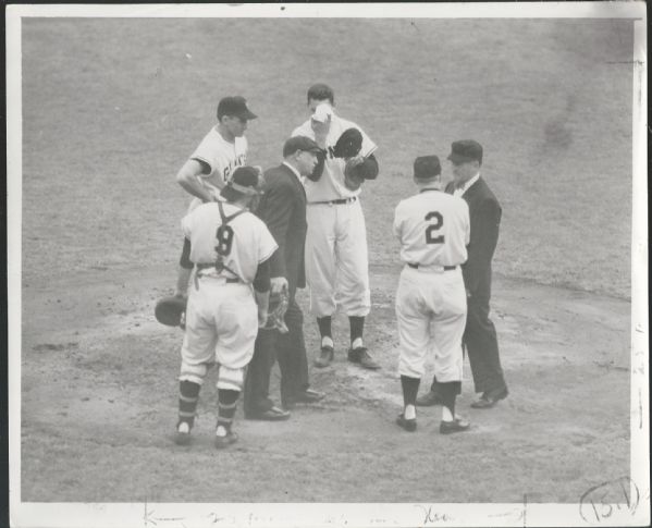 1954 World Series Game # 2 Action TSN Archival Photo with Durocher Mound Meeting