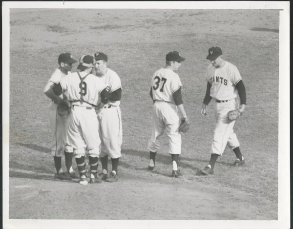 1954 World Series TSN Archival Photo with The NY Giants Making a Pitching Change