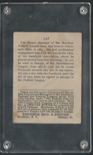 1915 Cracker Jack Lee Magee Baseball Card