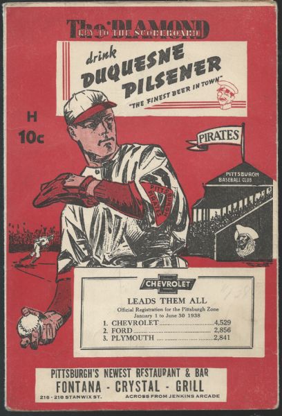 1938 Pittsburgh Pirates Official Fold-Out Scorecard at Forbes Field