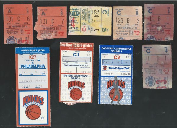 1980's - 90 NY Knicks (NBA) Lot of (9) Playoff Ticket Stubs 