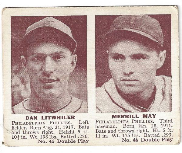 1941 Dan Litwhiler & Merrill May Double Play Baseball Card