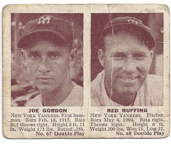 1941 Joe Gordon & Red Ruffing (HOF) Double Play Baseball Card