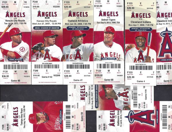 2007 - 2012 Anaheim Angels MLB Lot of (9) Tickets 