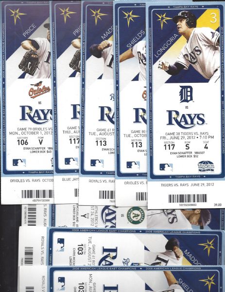 2012 Tampa Bay Rays MLB Lot of (8) Picture Tickets