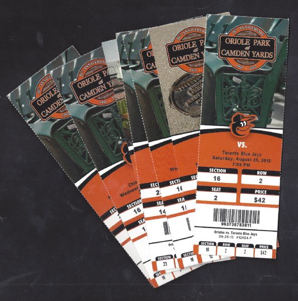 2012 Baltimore Orioles MLB Lot of (7) Tickets 