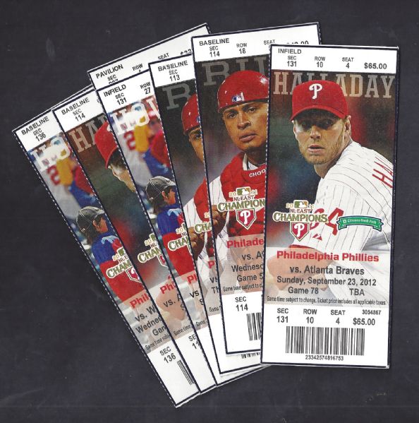 2012 Philadelphia Phillies Lot of (7) Tickets 