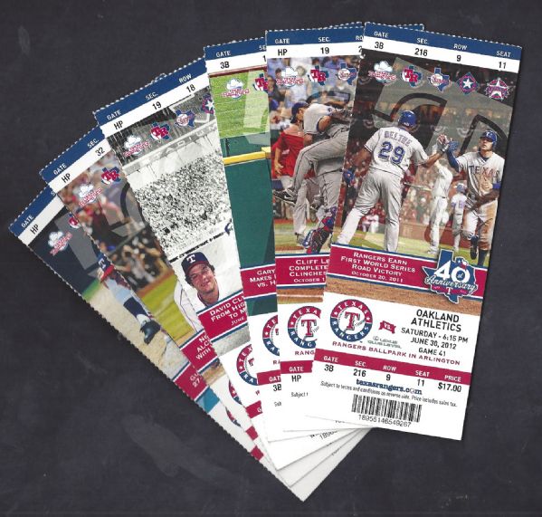 2012 Texas Rangers Lot of (7) Tickets 