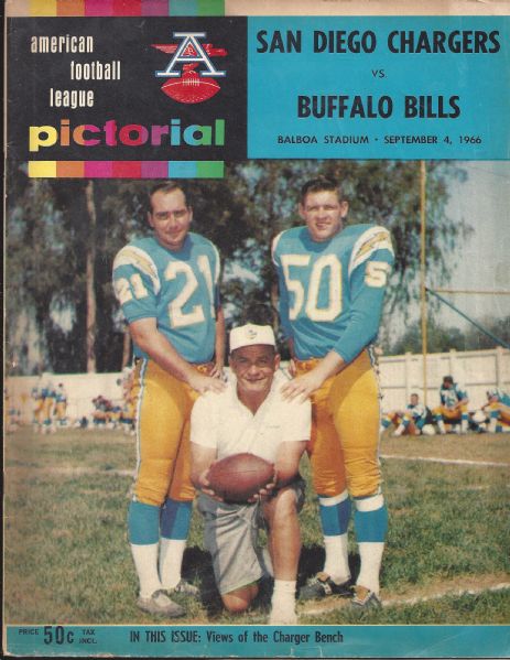 1966 San Diego Chargers (AFL) Program vs Buffalo Bills