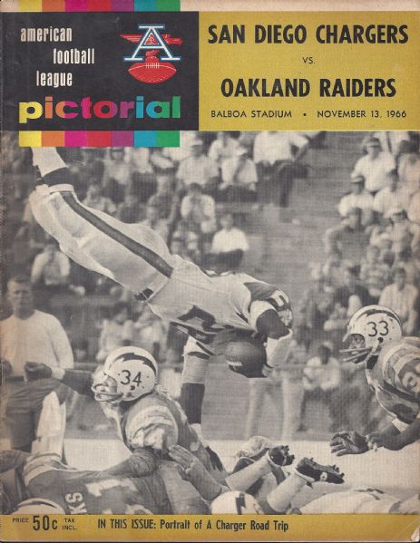 1966 San Diego Chargers (AFL) Program vs Oakland Raiders 