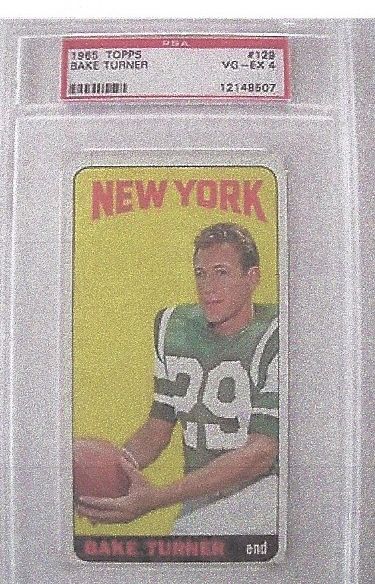 1965 Bake Turner (NY Jets) Topps Football Card Graded PSA 4