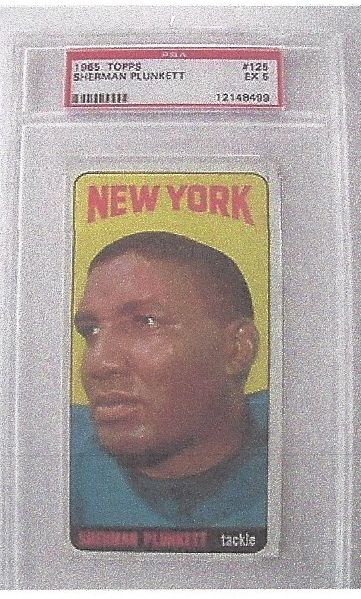 1965 Sherman Plunkett (NY Jets) Topps football Card Graded PSA 5