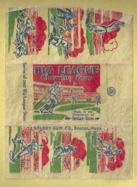 1933 Goudey Baseball Card Wax Wrapper # 1