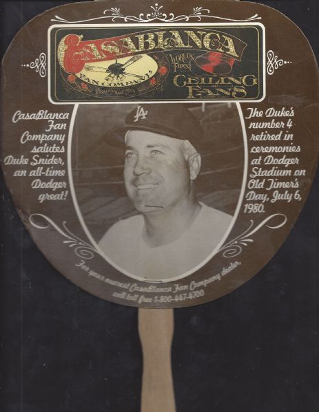 1980 Duke Snider (# 4 Retirement Number Ceremonies at Dodger Stadium) Handheld Fan 