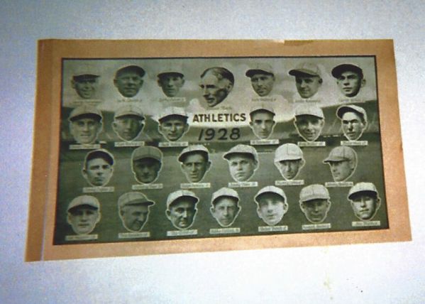 1928 Philadelphia Athletics Team Display Insert with Player Vignettes 