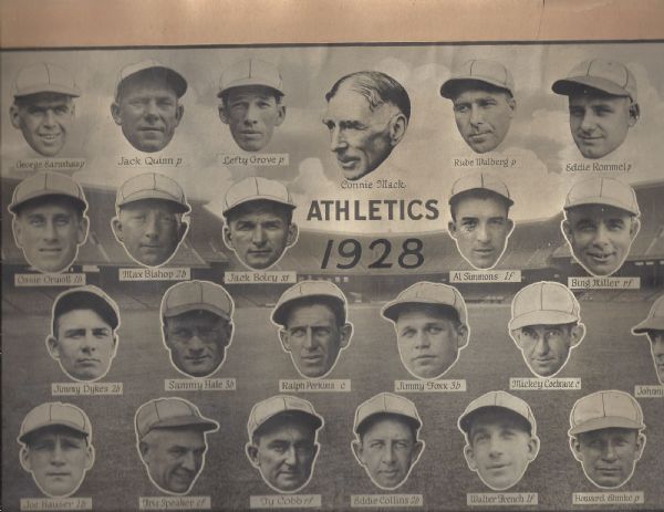 1928 Philadelphia Athletics Team Display Insert with Player Vignettes 