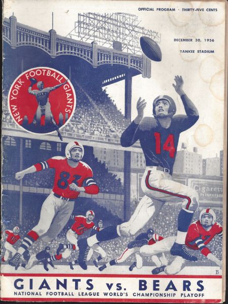 1956 NFL Championship Game Program (Giants vs Bears) at New York