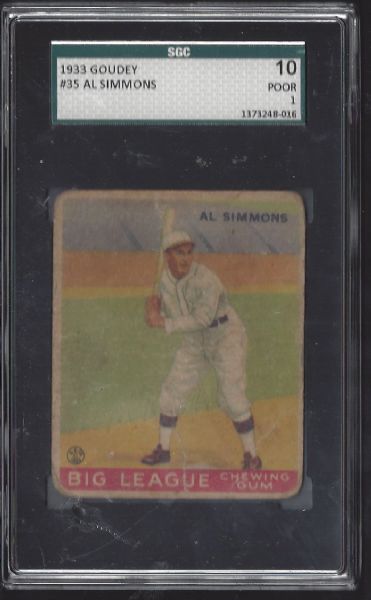 1933 Goudey Al Simmons (HOF)  Baseball Card Graded SGC 10