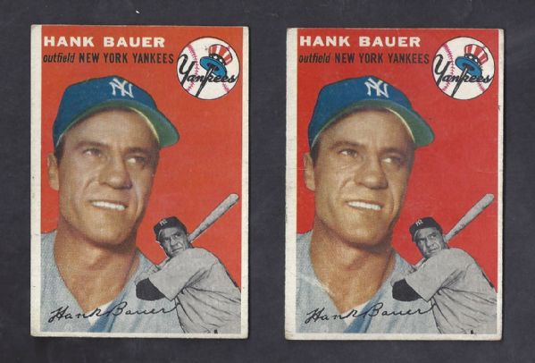 1954 Hank Bauer (NY Yankees) Topps Baseball Card Lot of (2) 