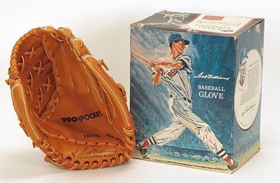 1960's Ted Williams (HOF) Baseball Display Box with Glove 