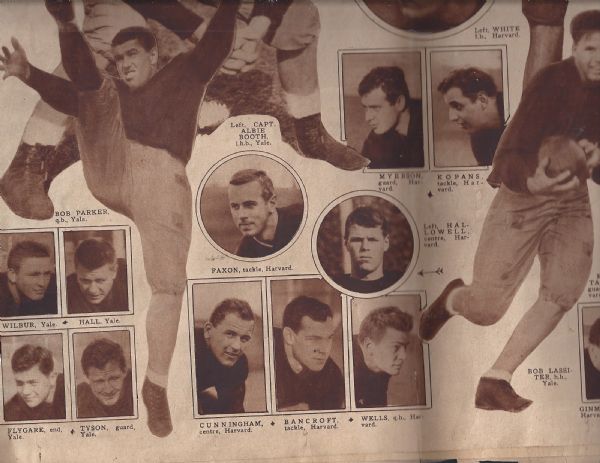 1931 Yale vs Harvard Football Newspaper Rotogravure Display Piece