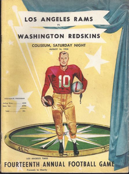 1958 LA Rams vs Washington Redskins Pre-Season Game Program 