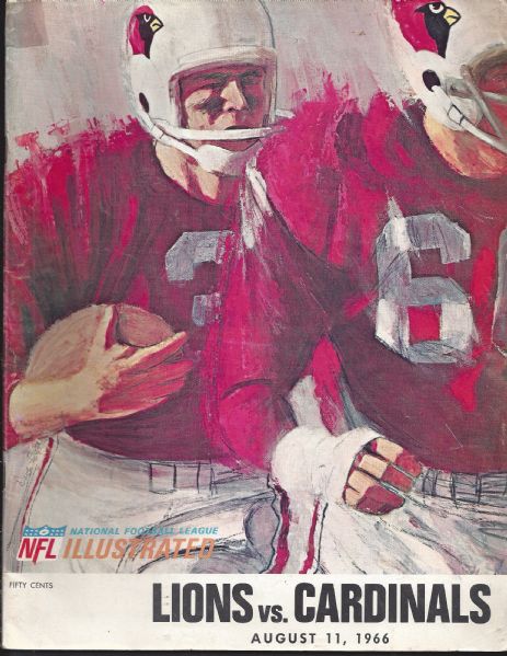 1966 Detroit Lions vs St. Louis Cardinals Pre-Season FB Program 