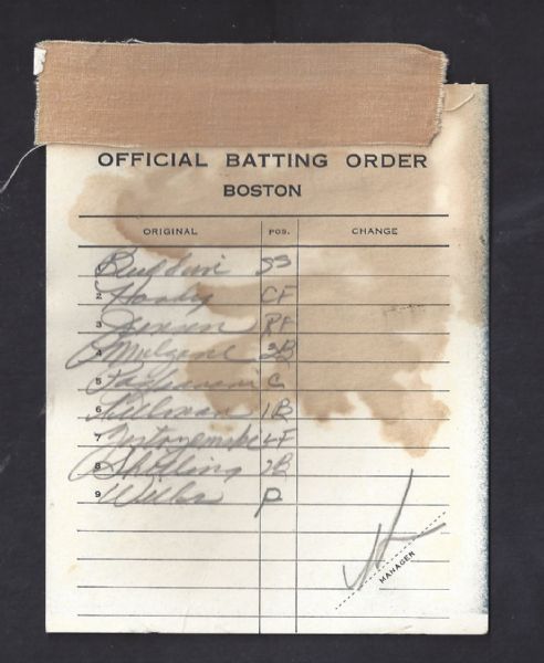 1961 Boston Red Sox Spring Training Lineup Card signed by Pinky Higgins 