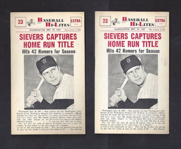 1960 Nu-Cards Lot of (2) Roy Sievers Cards