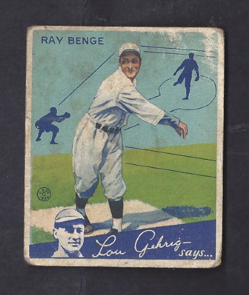 1934 Ray Benge Goudey Baseball Card