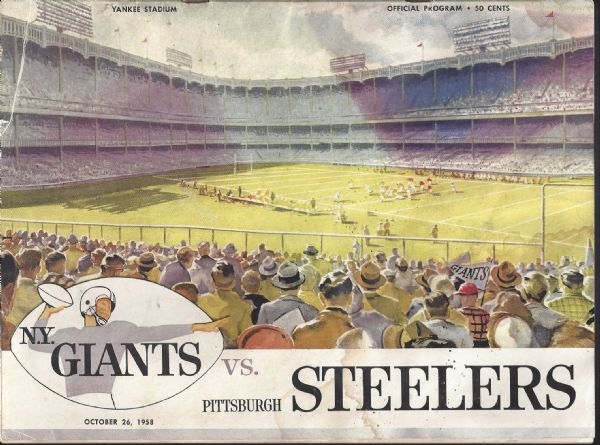 1958 New York (Football) Giants vs Pittsburgh Steelers Game Program