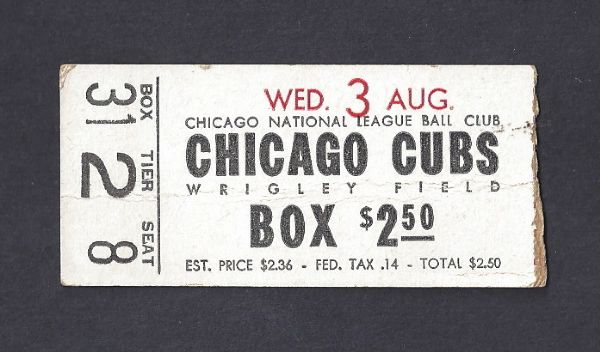 1960 Ernie Banks HR Ticket Stub