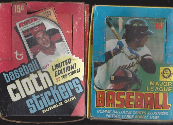 1977 Topps Cloth Stickers & 1979 Topps O-Pee-Chee Empty Wax Boxes Lot of (2)