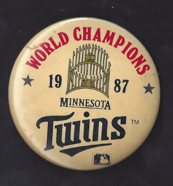 1987 Minnesota Twins - World Champions - Large Size Pinback Button