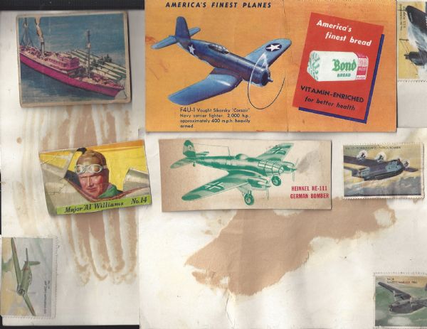1940's World War II Era Lot of Aviation Stamps, Stickers and (1) Bread Premium