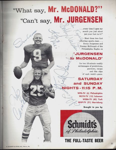 1962 Philadelphia Eagles vs Green Bay Packers Program Loaded with Autographs Including Paul Hornung